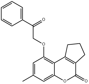 7-methyl-9-phenacyloxy-2,3-dihydro-1H-cyclopenta[c]chromen-4-one Structure