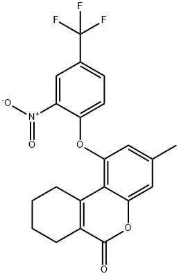 3-methyl-1-[2-nitro-4-(trifluoromethyl)phenoxy]-7,8,9,10-tetrahydrobenzo[c]chromen-6-one 구조식 이미지