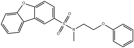 N-methyl-N-(2-phenoxyethyl)dibenzofuran-2-sulfonamide 구조식 이미지