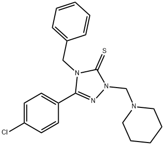 4-benzyl-5-(4-chlorophenyl)-2-(piperidin-1-ylmethyl)-1,2,4-triazole-3-thione Structure