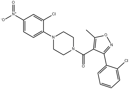 [4-(2-chloro-4-nitrophenyl)piperazin-1-yl]-[3-(2-chlorophenyl)-5-methyl-1,2-oxazol-4-yl]methanone Structure