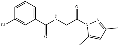 3-chloro-N-[2-(3,5-dimethylpyrazol-1-yl)-2-oxoethyl]benzamide 구조식 이미지