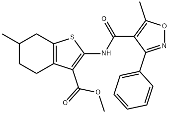 methyl 6-methyl-2-[(5-methyl-3-phenyl-1,2-oxazole-4-carbonyl)amino]-4,5,6,7-tetrahydro-1-benzothiophene-3-carboxylate Structure