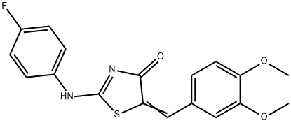 (5E)-5-[(3,4-dimethoxyphenyl)methylidene]-2-(4-fluoroanilino)-1,3-thiazol-4-one 구조식 이미지