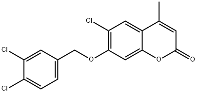 6-chloro-7-[(3,4-dichlorophenyl)methoxy]-4-methylchromen-2-one 구조식 이미지