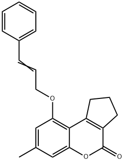 7-methyl-9-[(E)-3-phenylprop-2-enoxy]-2,3-dihydro-1H-cyclopenta[c]chromen-4-one 구조식 이미지