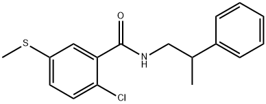 2-chloro-5-methylsulfanyl-N-(2-phenylpropyl)benzamide Structure