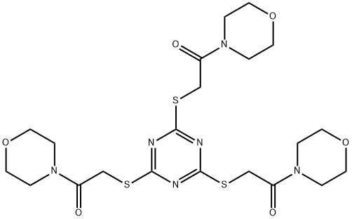 2-[[4,6-bis[(2-morpholin-4-yl-2-oxoethyl)sulfanyl]-1,3,5-triazin-2-yl]sulfanyl]-1-morpholin-4-ylethanone Structure