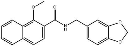 N-(1,3-benzodioxol-5-ylmethyl)-1-methoxynaphthalene-2-carboxamide 구조식 이미지