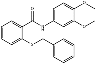 2-benzylsulfanyl-N-(3,4-dimethoxyphenyl)benzamide 구조식 이미지