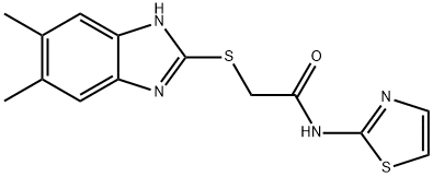 2-[(5,6-dimethyl-1H-benzimidazol-2-yl)sulfanyl]-N-(1,3-thiazol-2-yl)acetamide 구조식 이미지