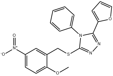 3-(furan-2-yl)-5-[(2-methoxy-5-nitrophenyl)methylsulfanyl]-4-phenyl-1,2,4-triazole Structure