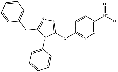 2-[(5-benzyl-4-phenyl-1,2,4-triazol-3-yl)sulfanyl]-5-nitropyridine 구조식 이미지