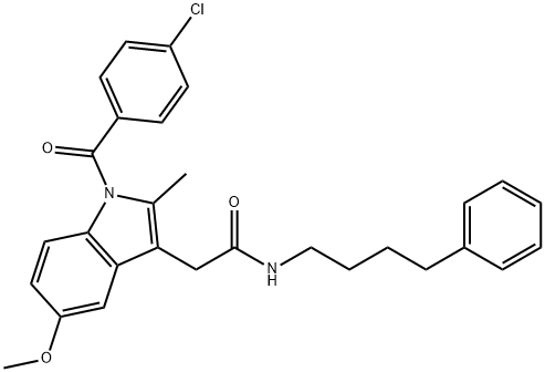 2-[1-(4-chlorobenzoyl)-5-methoxy-2-methylindol-3-yl]-N-(4-phenylbutyl)acetamide 구조식 이미지