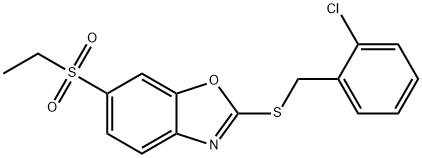 2-[(2-chlorophenyl)methylsulfanyl]-6-ethylsulfonyl-1,3-benzoxazole 구조식 이미지