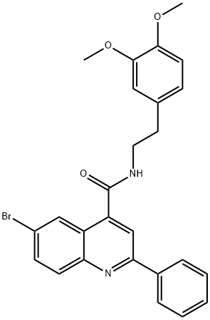 6-bromo-N-[2-(3,4-dimethoxyphenyl)ethyl]-2-phenylquinoline-4-carboxamide 구조식 이미지