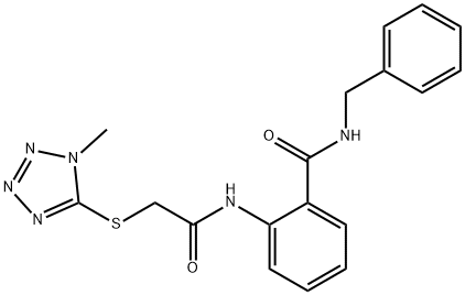 N-benzyl-2-[[2-(1-methyltetrazol-5-yl)sulfanylacetyl]amino]benzamide 구조식 이미지