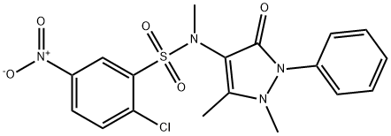 2-chloro-N-(1,5-dimethyl-3-oxo-2-phenylpyrazol-4-yl)-N-methyl-5-nitrobenzenesulfonamide 구조식 이미지