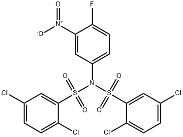 2,5-dichloro-N-(2,5-dichlorophenyl)sulfonyl-N-(4-fluoro-3-nitrophenyl)benzenesulfonamide 구조식 이미지