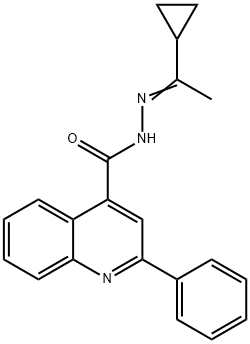 N-[(E)-1-cyclopropylethylideneamino]-2-phenylquinoline-4-carboxamide 구조식 이미지