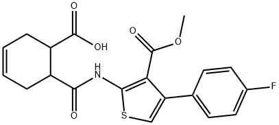 6-[[4-(4-fluorophenyl)-3-methoxycarbonylthiophen-2-yl]carbamoyl]cyclohex-3-ene-1-carboxylic acid 구조식 이미지
