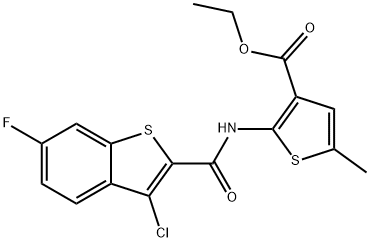 ethyl 2-[(3-chloro-6-fluoro-1-benzothiophene-2-carbonyl)amino]-5-methylthiophene-3-carboxylate Structure