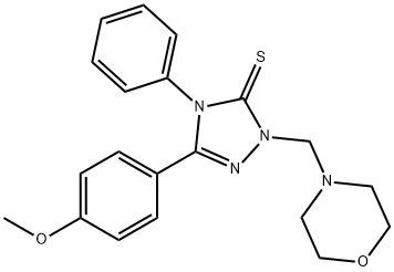 5-(4-methoxyphenyl)-2-(morpholin-4-ylmethyl)-4-phenyl-1,2,4-triazole-3-thione 구조식 이미지