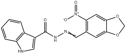 N-[(E)-(6-nitro-1,3-benzodioxol-5-yl)methylideneamino]-1H-indole-3-carboxamide Structure