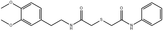 2-(2-anilino-2-oxoethyl)sulfanyl-N-[2-(3,4-dimethoxyphenyl)ethyl]acetamide 구조식 이미지