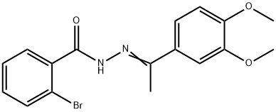 2-bromo-N-[(E)-1-(3,4-dimethoxyphenyl)ethylideneamino]benzamide 구조식 이미지