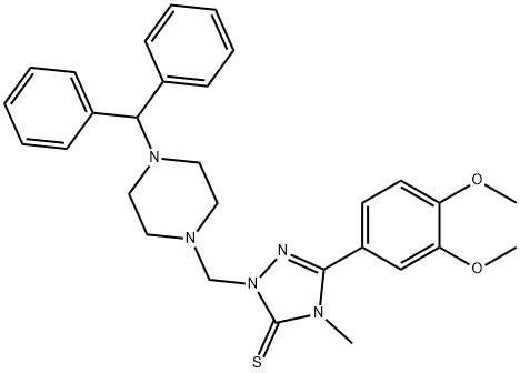 2-[(4-benzhydrylpiperazin-1-yl)methyl]-5-(3,4-dimethoxyphenyl)-4-methyl-1,2,4-triazole-3-thione Structure