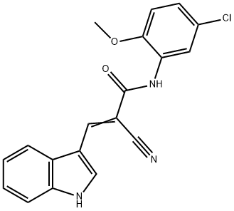 (E)-N-(5-chloro-2-methoxyphenyl)-2-cyano-3-(1H-indol-3-yl)prop-2-enamide 구조식 이미지