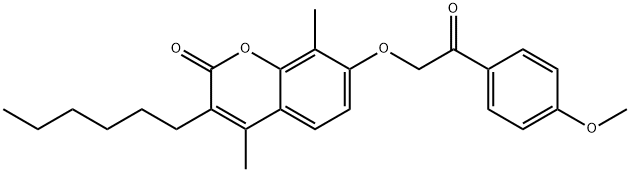 3-hexyl-7-[2-(4-methoxyphenyl)-2-oxoethoxy]-4,8-dimethylchromen-2-one Structure