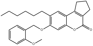 8-hexyl-7-[(2-methoxyphenyl)methoxy]-2,3-dihydro-1H-cyclopenta[c]chromen-4-one Structure