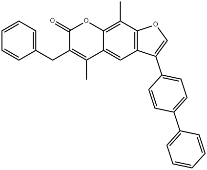 6-benzyl-5,9-dimethyl-3-(4-phenylphenyl)furo[3,2-g]chromen-7-one Structure