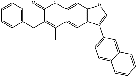 6-benzyl-5-methyl-3-naphthalen-2-ylfuro[3,2-g]chromen-7-one Structure