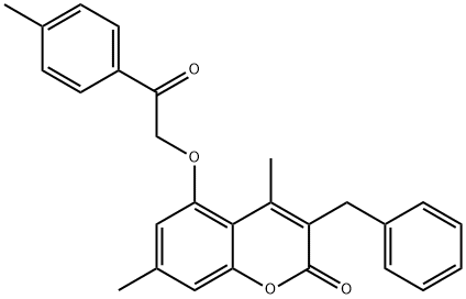 3-benzyl-4,7-dimethyl-5-[2-(4-methylphenyl)-2-oxoethoxy]chromen-2-one 구조식 이미지