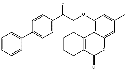 3-methyl-1-[2-oxo-2-(4-phenylphenyl)ethoxy]-7,8,9,10-tetrahydrobenzo[c]chromen-6-one 구조식 이미지