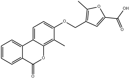 5-methyl-4-[(4-methyl-6-oxobenzo[c]chromen-3-yl)oxymethyl]furan-2-carboxylic acid Structure