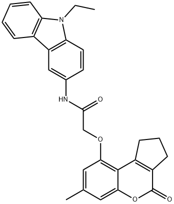 N-(9-ethylcarbazol-3-yl)-2-[(7-methyl-4-oxo-2,3-dihydro-1H-cyclopenta[c]chromen-9-yl)oxy]acetamide Structure