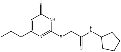 N-cyclopentyl-2-[(4-oxo-6-propyl-1H-pyrimidin-2-yl)sulfanyl]acetamide 구조식 이미지