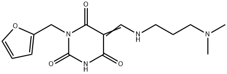 (5Z)-5-[[3-(dimethylamino)propylamino]methylidene]-1-(furan-2-ylmethyl)-1,3-diazinane-2,4,6-trione Structure
