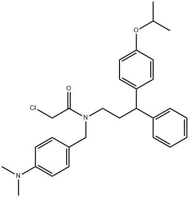 2-chloro-N-[[4-(dimethylamino)phenyl]methyl]-N-[3-phenyl-3-(4-propan-2-yloxyphenyl)propyl]acetamide Structure