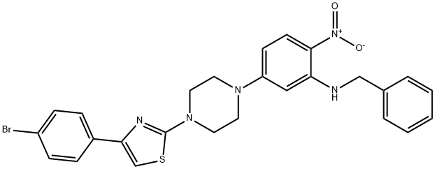 N-benzyl-5-[4-[4-(4-bromophenyl)-1,3-thiazol-2-yl]piperazin-1-yl]-2-nitroaniline Structure