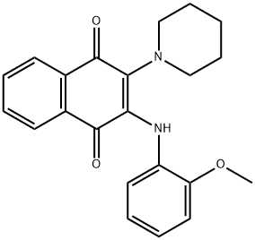 2-(2-methoxyanilino)-3-piperidin-1-ylnaphthalene-1,4-dione Structure