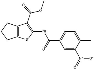 methyl 2-[(4-methyl-3-nitrobenzoyl)amino]-5,6-dihydro-4H-cyclopenta[b]thiophene-3-carboxylate 구조식 이미지