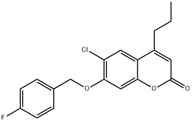 6-chloro-7-[(4-fluorophenyl)methoxy]-4-propylchromen-2-one 구조식 이미지
