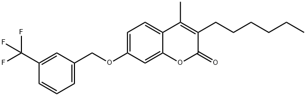 3-hexyl-4-methyl-7-[[3-(trifluoromethyl)phenyl]methoxy]chromen-2-one Structure