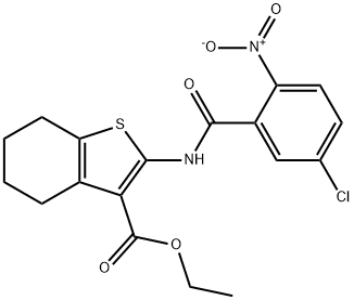 ethyl 2-[(5-chloro-2-nitrobenzoyl)amino]-4,5,6,7-tetrahydro-1-benzothiophene-3-carboxylate Structure