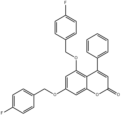 5,7-bis[(4-fluorophenyl)methoxy]-4-phenylchromen-2-one 구조식 이미지